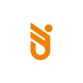 Letter j simple wings geometric line symbol logo vector Royalty Free Stock Photo