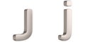 Letter j from steel solid alphabet isolated on white background. 3D illustration Royalty Free Stock Photo
