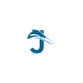 Letter J with stingray icon logo template illustration