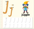 Letter J tracing alphabet worksheets Royalty Free Stock Photo