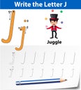 Letter J tracing alphabet worksheets Royalty Free Stock Photo