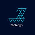 Letter J Triangle Polygon Tech Logo Royalty Free Stock Photo