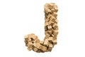Letter J from wooden boxes. 3D rendering Royalty Free Stock Photo