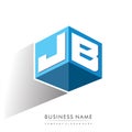 Letter JB logo in hexagon shape and blue background, cube logo with letter design for company identity