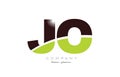 letter jo j o alphabet combination in green and brown color for logo icon design