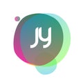 Letter JY logo with colorful splash background, letter combination logo design for creative industry, web, business and company