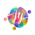 Letter JY logo with colorful splash background, letter combination logo design for creative industry, web, business and company