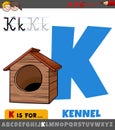 letter K from alphabet with cartoon kennel object