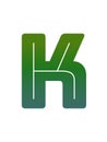 Letter K of the alphabet made with green gradient