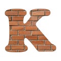 Letter K of the alphabet - Red brick wall background