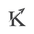 Letter k arrow plane motion logo vector