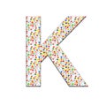 The letter K Capitl with colorful circuits inscriptions