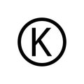 Letter k in circle sign. Kosher food sign Royalty Free Stock Photo