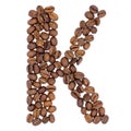 Letter K from coffee alphabet isolated on white Royalty Free Stock Photo