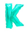 Letter k English alphabet turquoise color