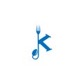 letter K fork and spoon logo vector