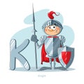 Letter K with funny Knight