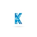 Letter K icon. Technology Smart logo, computer and data related business, hi-tech and innovative, electronic.