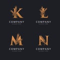 Letter K L C and N with abstract wheat logo template