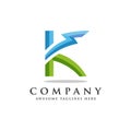 Letter K lightning logo icon design template Royalty Free Stock Photo