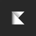 Letter K logo initial from the folded sheet of paper, black and white gradient typography design mockup, two triangles geometric Royalty Free Stock Photo