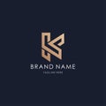 letter K logo monogram initial creative line design luxury concept golden style