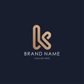 letter K logo monogram initial creative line design luxury golden style