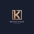letter K logo monogram initial creative line luxury concept golden style