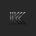 Letter K logo monogram metallic material gradient design, 3d isometric shape