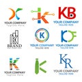 Letter K logo set. Set of colorful K letter symbols Royalty Free Stock Photo