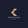 letter K logo simple monogram initial creative line design luxury golden style