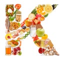 Letter K made of food