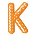 Letter K made from glazed gingerbread