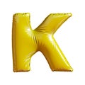 Letter K made of gold balloon. 3d rendering isolated on white background