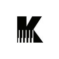 Letter K Musician Symbol, Piano Logo Icon Vector Template On White Background