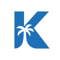 Letter K Palm Tree Logo Design Concept For Travel Beach Landscape Icon Vector Template Royalty Free Stock Photo