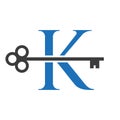 Letter K Real Estate Logo Concept With Home Lock Key Vector Template. Luxury Home Logo Key Sign Royalty Free Stock Photo