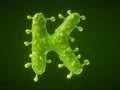 Letter K shaped virus or bacteria cell. 3D illustration