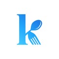 Letter K Spoon and Fork Logo Design Vecktor