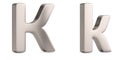 Letter k from steel solid alphabet isolated on white background. 3D illustration Royalty Free Stock Photo