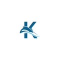 Letter K with stingray icon logo template illustration