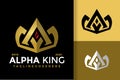 Letter A King Diamond logo design vector symbol icon illustration