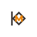 letter km colorful square frame logo vector Royalty Free Stock Photo