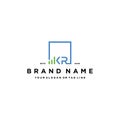 letter KR square logo finance design vector