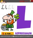 Letter L from alphabet with cartoon leprechaun character