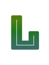 Letter L of the alphabet made with green gradient