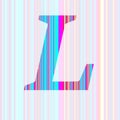 Letter L of the alphabet made with stripes with colors purple, pink, blue, yellow Royalty Free Stock Photo
