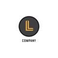 Letter L Alphabetic Logo Design Template, Abjad, Flat Simple Clean, Black, Coffee Brown, Lettermark Royalty Free Stock Photo
