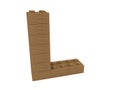 Letter L concept built from toy wood bricks