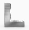 Letter L 3d cubic metal isolated on white